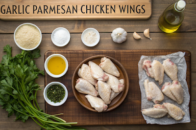 Ingredients Needed for reecipe Garlic Parmesan Chicken Wings